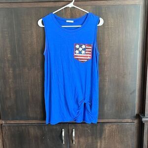I. Luna Sequin American Flag Pocket Top Size Small
